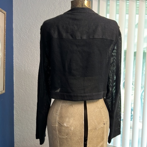 VINTAGE MZM SPORT CROPPED LINEN & KNIT JACKET TOP SIZ MEDIUM - Picture 8 of 16